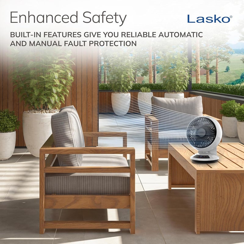 Lasko Whirlwind Orbital Motion Air Circulator Table Fan, 3 Speeds, Timer, Dark Mode, Remote Control for Small and Medium Sized Rooms, White, A12557 - Image 5
